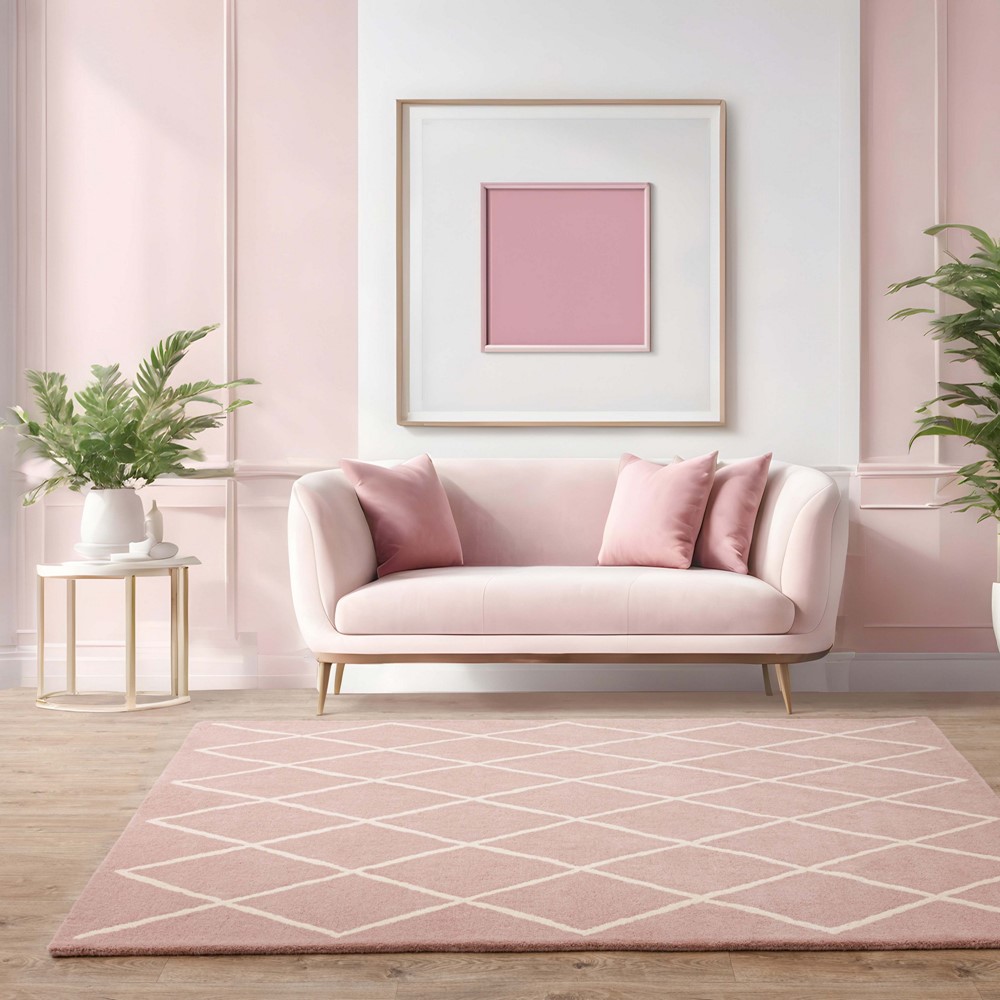 Albany Diamond Rugs in Pink